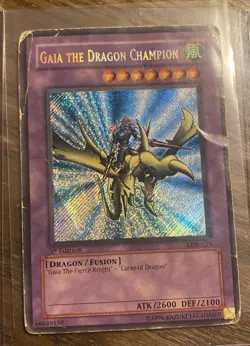 Yugioh Gaia the Dragon Champion [1st Edition] ~ LOB-125 Secret Rare - HP Crease - Image 1