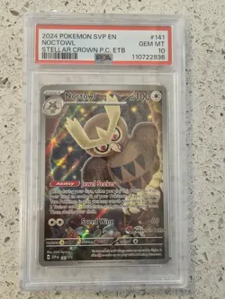Pokemon Center Stamped Noctowl SVP 141 Promo PSA 10 GEM MINT Stellar Crown ETB - Image 1
