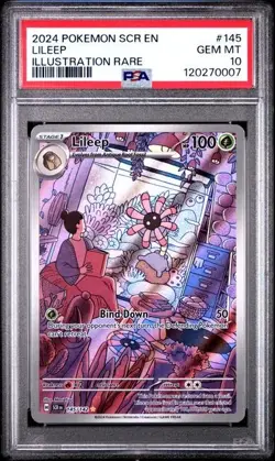 2024 Pokemon Stellar Crown LILEEP 145/142 Illustration Rare PSA 10 - Image 1