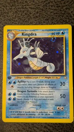 Kingdra 1st Edition Holo Rare card from the 2000 Neo Genesis set vintage Pokemon - Image 1