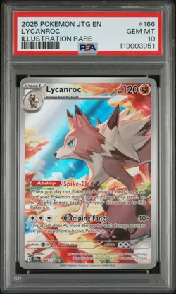 2025 POKEMON JTG EN-JOURNEY TOGETHER ILLUSTRATION RARE #166 LYCANROC PSA 10 - Image 1