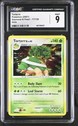CGC 9 MINT Torterra 2007 Diamond & Pearl 17/130 Holo Pokemon Card - Image 1