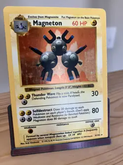 Pokemon TCG Magneton 9/102 Base Set Shadowless Holo Rare Card LP - Image 1