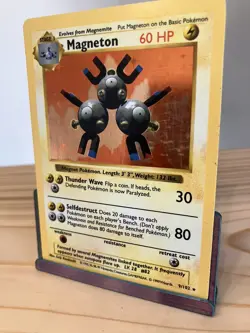 Pokemon TCG Magneton 9/102 Base Set Shadowless Holo Rare Card LP - Image 2