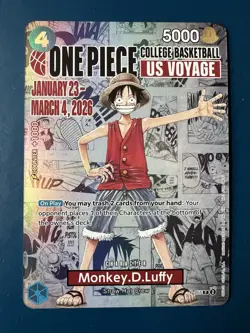 One Piece Monkey D. Luffy College Basketball US Voyage Promo TCG - Image 1