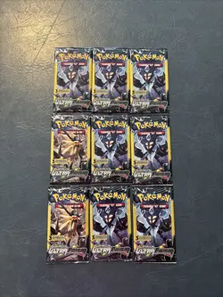 (x9) Pokemon Ultra Prism Set 3 Card Booster Pack Factory Sealed - Image 1