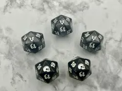 Lot 5 MTG Magic Gathering Spindown Life Counter D20 Black Gray Dice Various Sets - Image 1