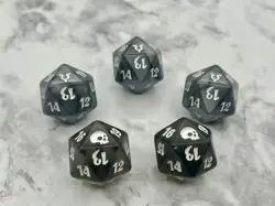 Lot 5 MTG Magic Gathering Spindown Life Counter D20 Black Gray Dice Various Sets - Image 2