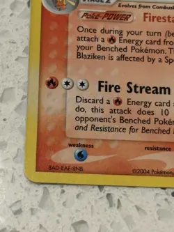SWIRL - Pokemon TCG Blaziken Holo Card 3/109 Ruby and Sapphire 2004 LP - Image 2