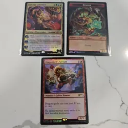 MTG Sarkhan Unbroken & Dragonlord's Servant & Dragon Token FOIL 2024 Promo APAC - Image 1