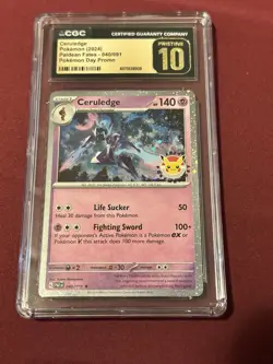CGC Pristine 10 Ceruledge Pokemon Day Promo Cosmos Holo Paldean Fates 040/091 - Image 1