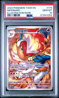 2024 POKEMON TWM EN-TWILIGHT MASQUERADE ILLUSTRATION RARE #173 INFERNAPE PSA 10 - Image 1