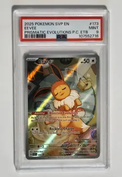2025 Pokemon Eevee #173 Prismatic Evolutions Pokemon Center Promo PSA 9 Mint - Image 1