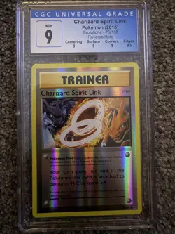 Pokemon Charizard Spirit Link Evolutions 75/108 Reverse Holo Trainer CGC 9 2016 - Image 1