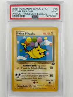 2001 POKEMON PROMO BLACK STAR POKEMON LEAGUE #25 FLYING PIKACHU PSA 9 - Image 1