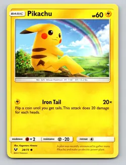 Pikachu 28/73 Common Shining Legends Pokemon LP 2017 - Image 1