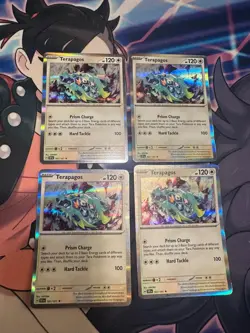 C6787 POKEMON TCG TERAPAGOS 161 HOLO SURGING SPARKS X4 PLAY SET - Image 1