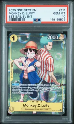2025 ONE PIECE PROMOS SET SAIL EVENT #111 MONKEY D. LUFFY PSA 10 - Image 1