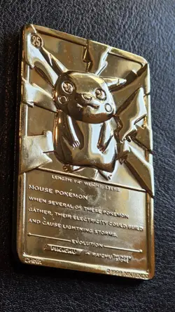 Pikachu 1999 Pokemon 23K Gold-Plated Burger King Promo Trading Card In Case - Image 2