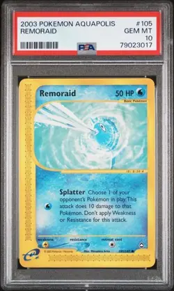 2003 Pokemon Aquapolis Remoraid #105 PSA 10 GEM MINT WOTC Vintage Card - Image 1