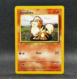 Growlithe 28/102 | Base Set | Common | WotC | Vintage Pokemon LP - Image 1