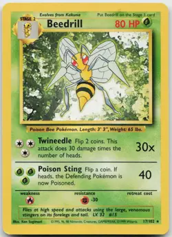 Beedrill 17/102 Rare Base Set Unlimited Pokemon Near Mint - Image 1