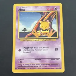 Pokemon TCG Abra Base Set 43/102 Regular Unlimited Common MP - Image 1