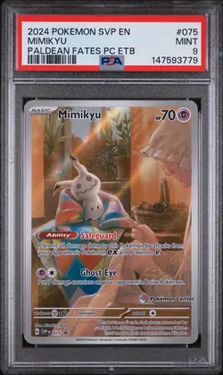 2024 Pokemon Svp En-Sv Black Star Promo Pokemon Center #075 Mimikyu PSA9 - Image 1