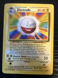 Pokemon TCG Electrode 21/102 Base Set Unlimited Rare, Regular Finish - Image 1