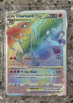 Pokemon Charizard VSTAR Secret Rare Rainbow Brilliant Stars 280 HP Holo V VMAX G - Image 1