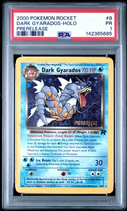 2000 POKEMON ROCKET PRERELEASE #8 DARK GYARADOS-HOLO PSA 1 - Image 1