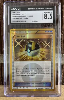 POKEMON PLASMA FREEZE ULTRA BALL #122 SECRET RARE HOLO CGC 8.5 - Image 1