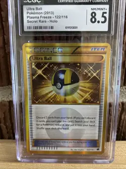 POKEMON PLASMA FREEZE ULTRA BALL #122 SECRET RARE HOLO CGC 8.5 - Image 2