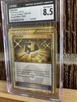 POKEMON PLASMA FREEZE ULTRA BALL #122 SECRET RARE HOLO CGC 8.5 - Image 3