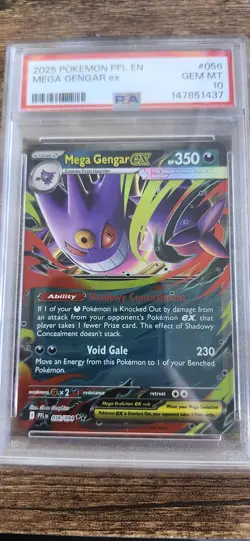 2025 Pokemon PFL EN-Phantasmal Flames #056 Mega Gengar Ex PSA 10 GEM MINT - Image 1