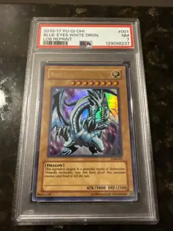Yu-Gi-Oh Blue Eyes White Dragon LOB-001 Reprint 2010-17 PSA 7 NM Ultra Rare - Image 1
