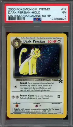 Pokemon Card Dark Persian 17 Nintendo Magazine 60 HP Holo PSA 7 Near Mint - Image 1