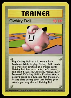 Pokemon Card Base Set Unlimited Clefairy Doll 70/102 Rare - Image 1