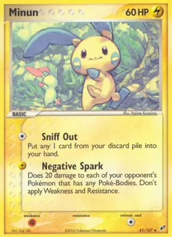 Minun 41/107 EX: Deoxys Pokemon Card LP - Image 1