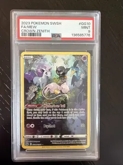 2023 POKEMON SWORD & SHIELD CROWN ZENITH #GG10 FULL ART/MEW PSA 9 - Image 1