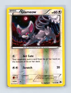 Glameow 93/122 Common BREAKpoint Pokemon Reverse Holo Near Mint - Image 1
