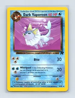 Dark Vaporeon 45/82 Uncommon Team Rocket Pokemon Unlimited Lightly Played - Image 1