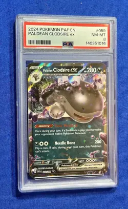 2024 POKEMON PALDEAN FATES PAF EN #059 PALDEAN CLODSIRE ex - PSA 8 - Image 1