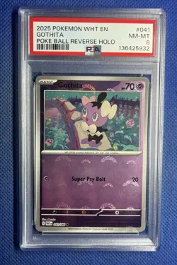 Pokemon TCG Black Bolt & White Flare (EN) Gothita Reverse Holos, Balls Psa 8 - Image 1