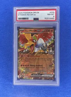 2025 Pokemon SV Destined Rivals DRI EN Ethan's Ho-Oh ex #039/182 PSA 8 - Image 1