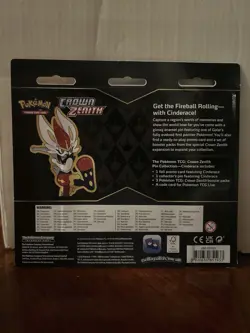 Pokemon TCG Crown Zenith Cinderace Pin Collection (3 Booster Packs, Promo) - Image 2