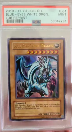 Yugioh Blue Eyes White Dragon PSA 9 Mint LOB Reprint - Image 1