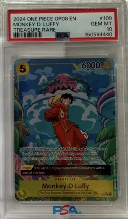 Bandai One Piece Monkey D. Luffy OP07-109 Two Legends Treasure Rare Foil PSA 10 - Image 1