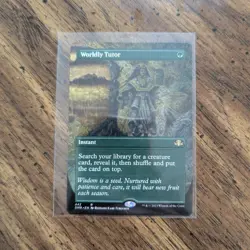 Worldly Tutor #442 [Dominaria Remastered] Borderless Rare Green English MTG - Image 1