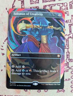 MTG Foil Talisman of Creativity Borderless Secrets of Strixhaven NM - Image 1